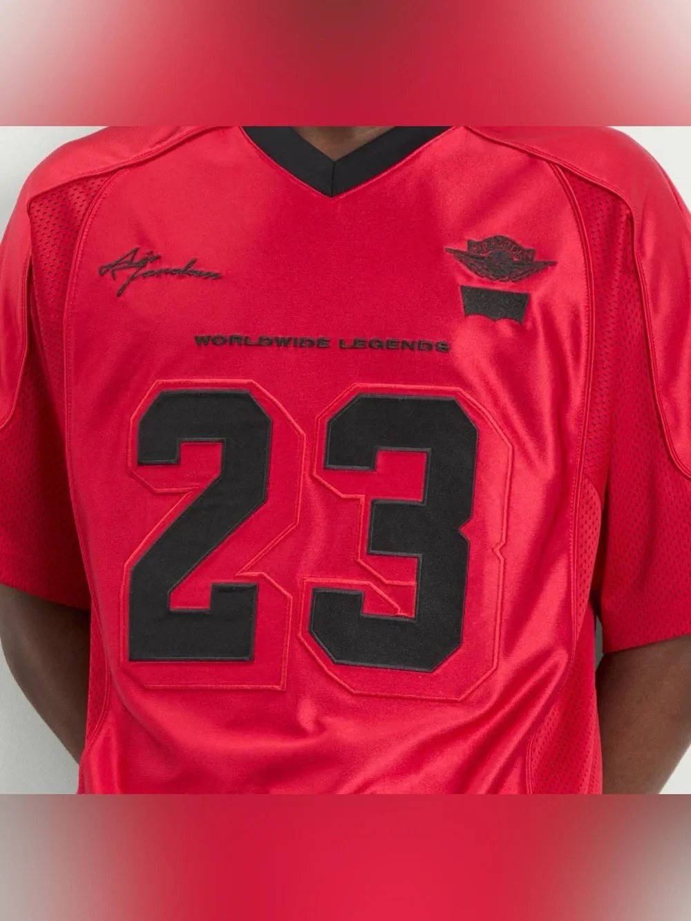 AIR JORDAN X LEVI'S FOOTBALL JERSEY Gym Red Logo Graphic Men's Size Small